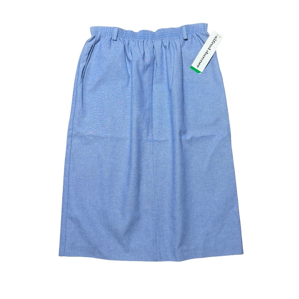 NWT Vintage 90s Alfred Dunner Chambray Midi Skirt Blue High Waist Pockets 10